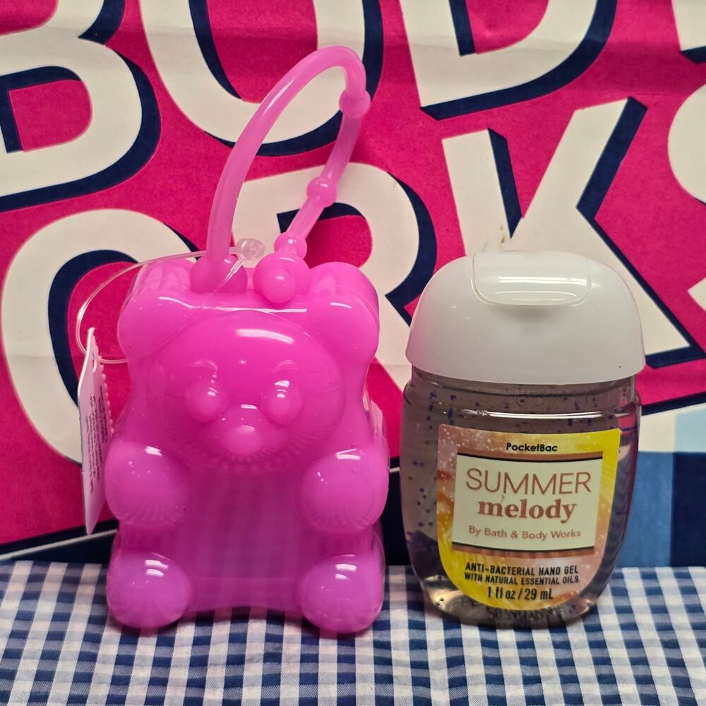 BBW Pink Gummy Bear Pocketbac Holder & Summer Melody Refill Purse Luggage Travel